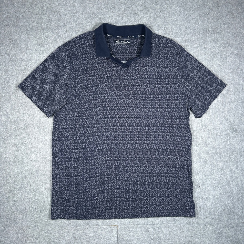 Robert‎ Graham johhny Polo shirt Mens XXL Blue Geometric Pattern Cotton